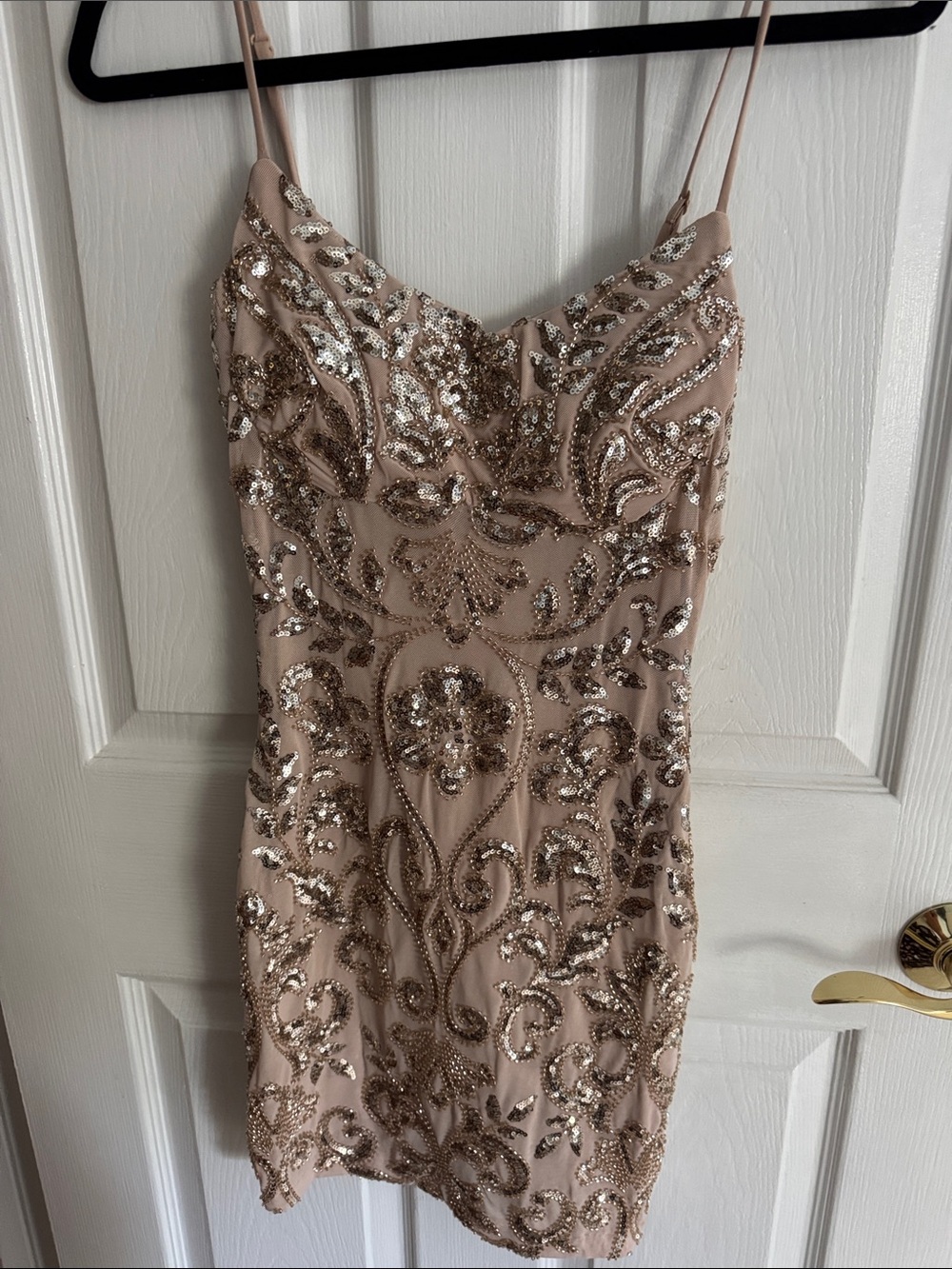 Homecoming Windsor Blush Nude Sequin Mini Dress